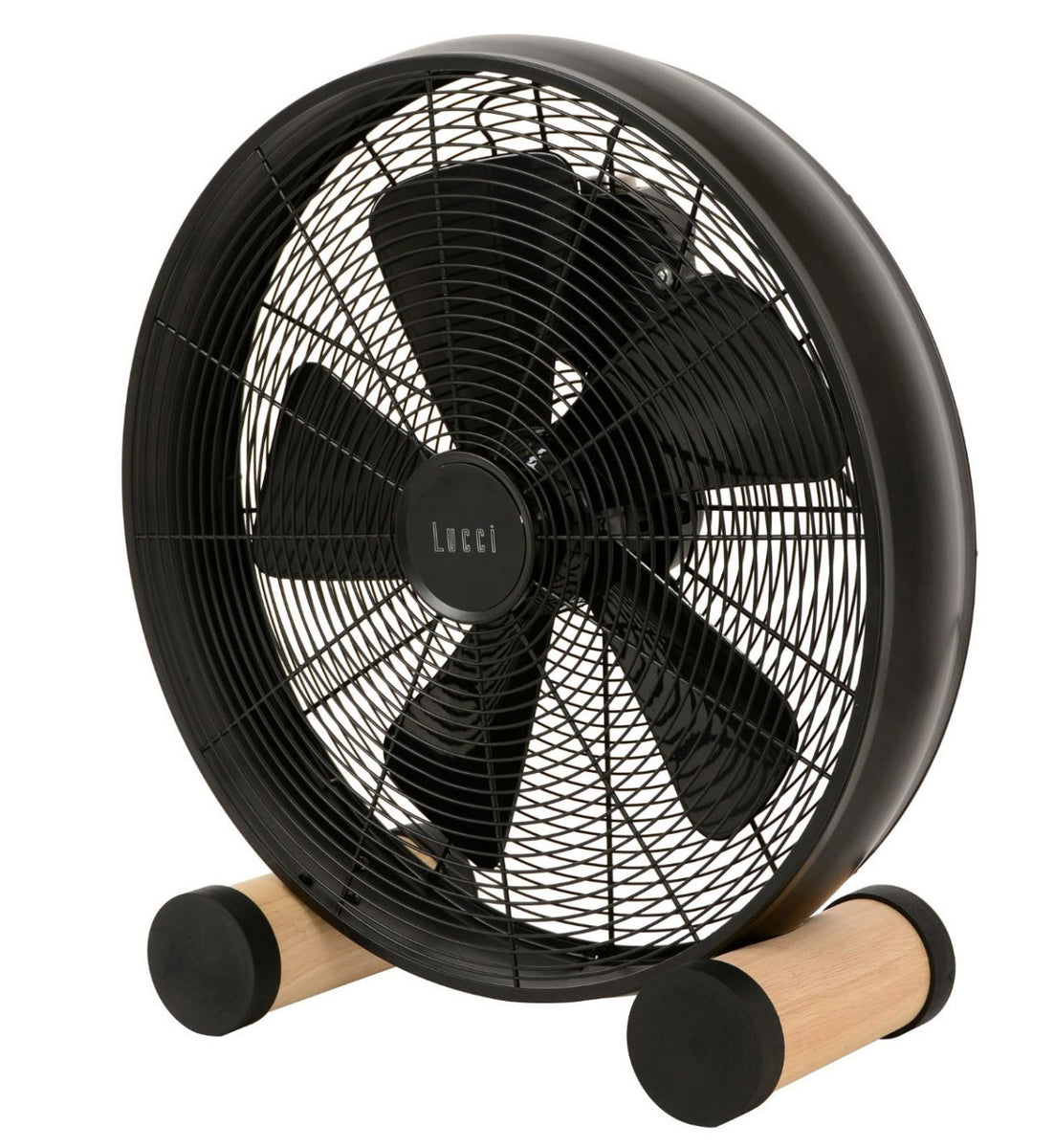 Lucci Air 16'' (41CM) Floor Fan Black With Light Wood Elegant